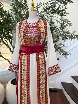 White Embroidery Tatreez Two Piece Thobe