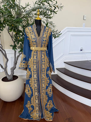 Ivory Blue Golden Essence Kuftan