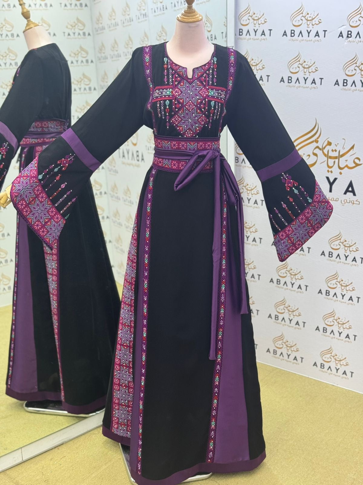 Black Embroidery Tatreez Embellishd Thobe