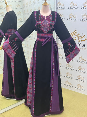 Black Embroidery Tatreez Embellishd Thobe