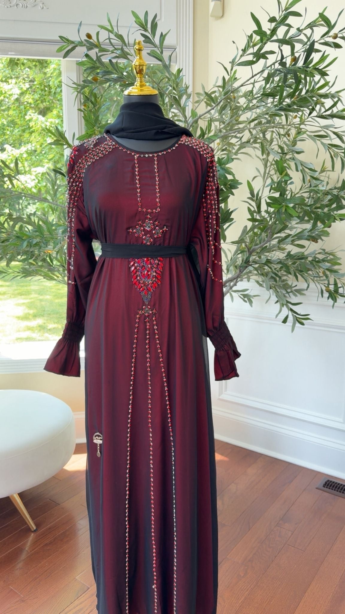 Elegant Red Abaya