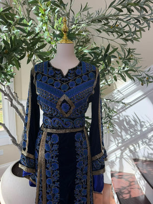 Royal Midnight Blue Embroidered Traditional Thobe (scarf not included)