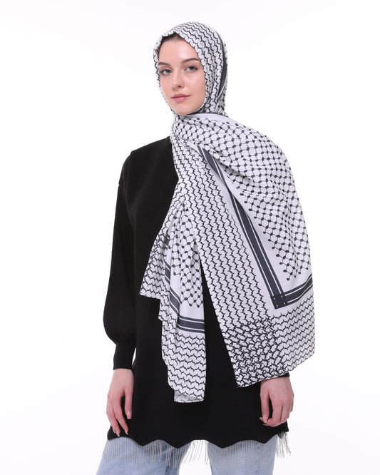 Palestinian flag keffiyeh hijab-scarf cotton flex fabric #528