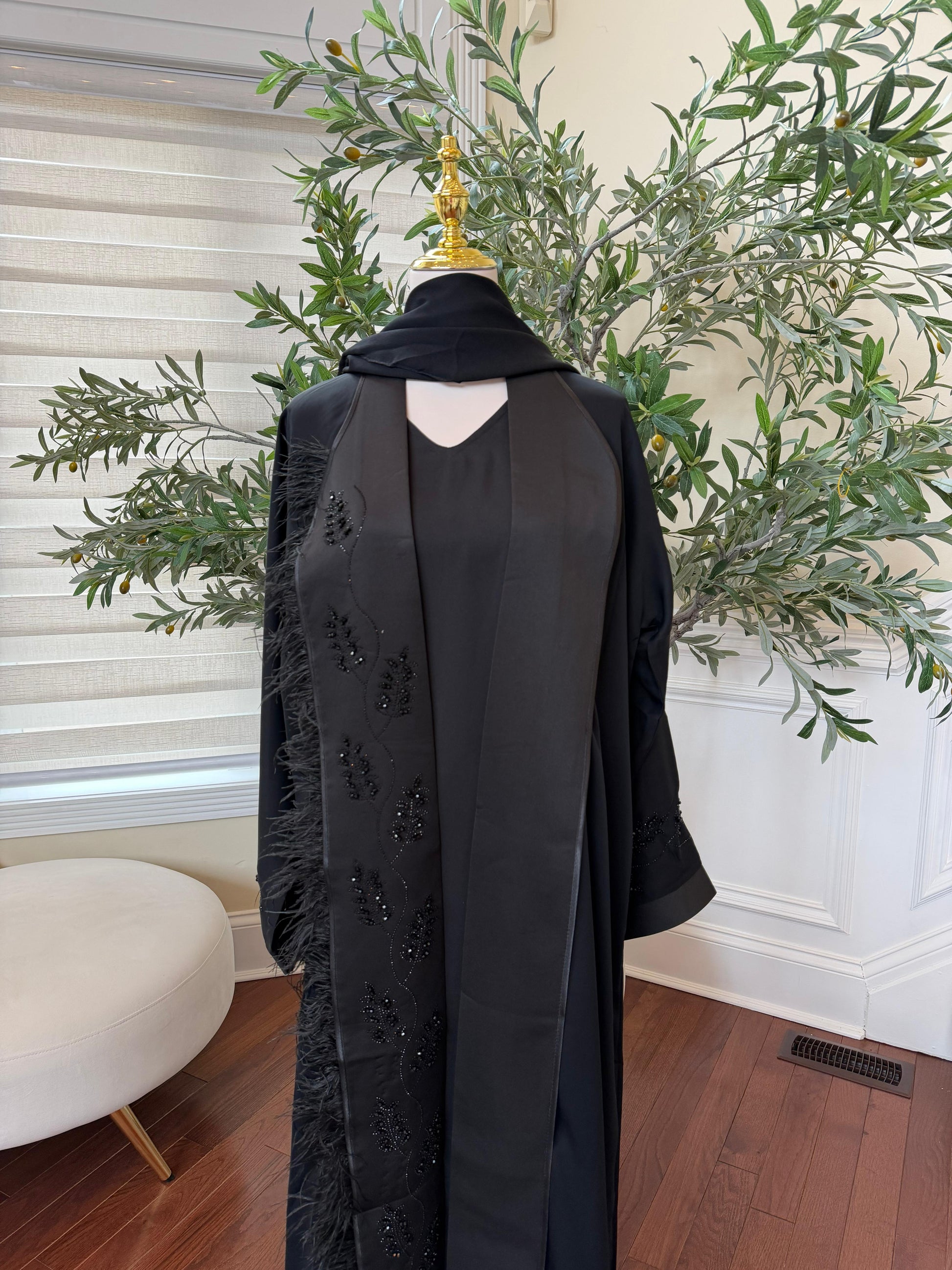 Black Crystal Beaded Abaya