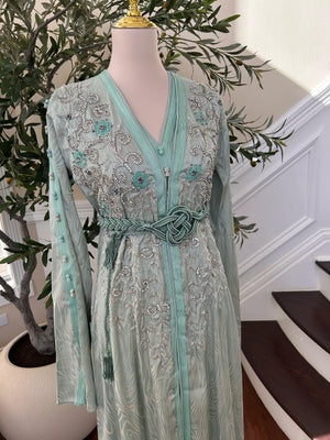 Mint Stone Beaded Kuftan