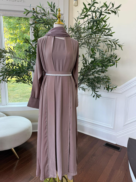 Light Muave Cardigan Abaya