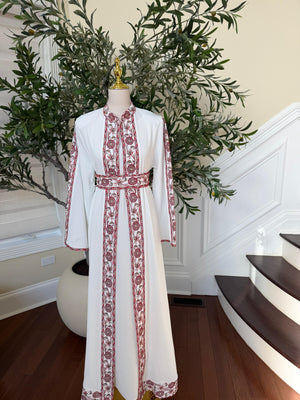 White Royale Red Tatreez Heritage Thobe