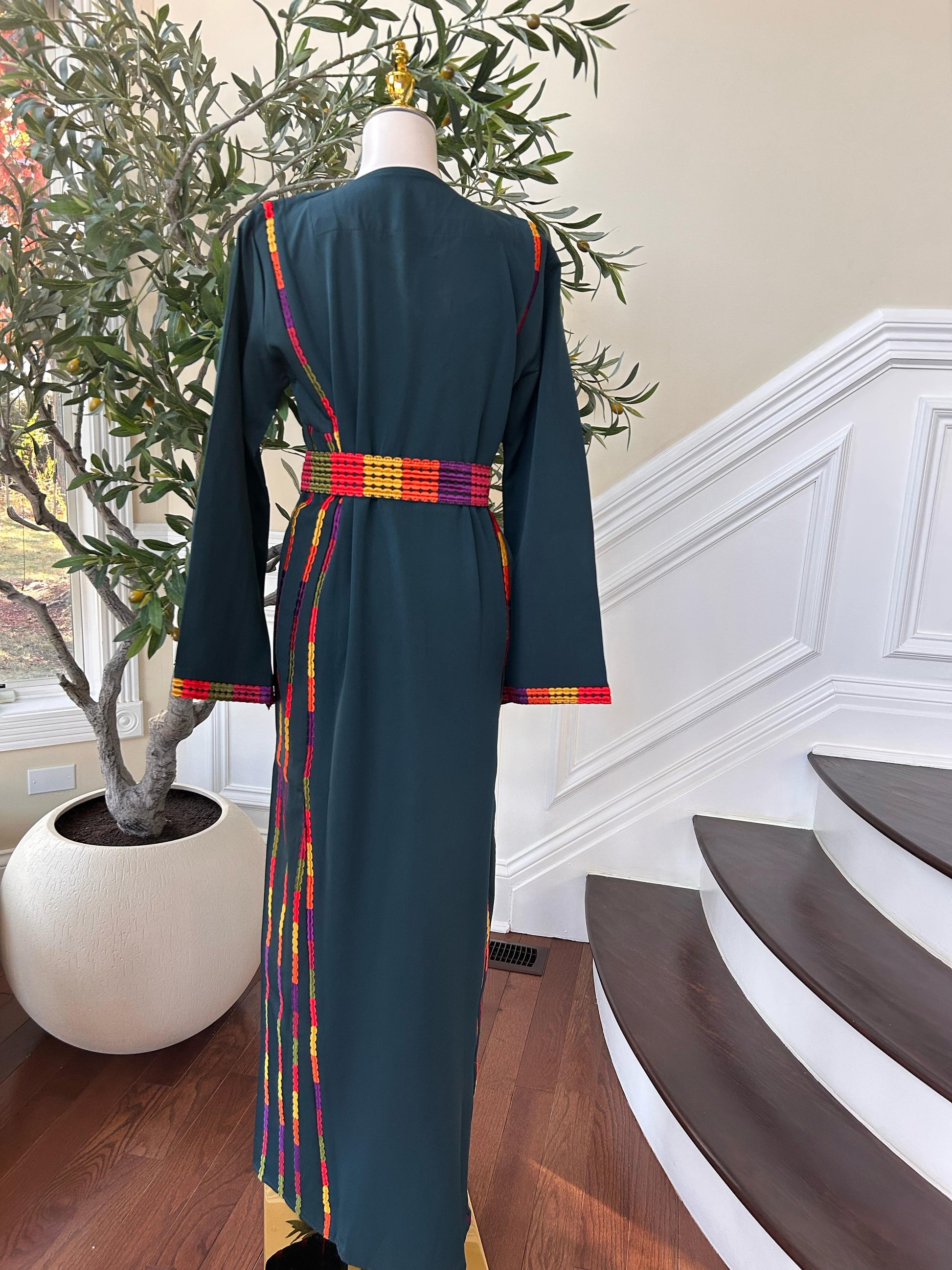 Emerald Green Embroidery Tatreez Thobe