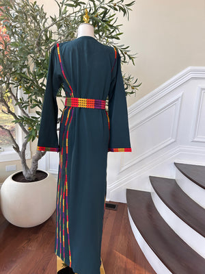 Emerald Green Embroidery Tatreez Thobe