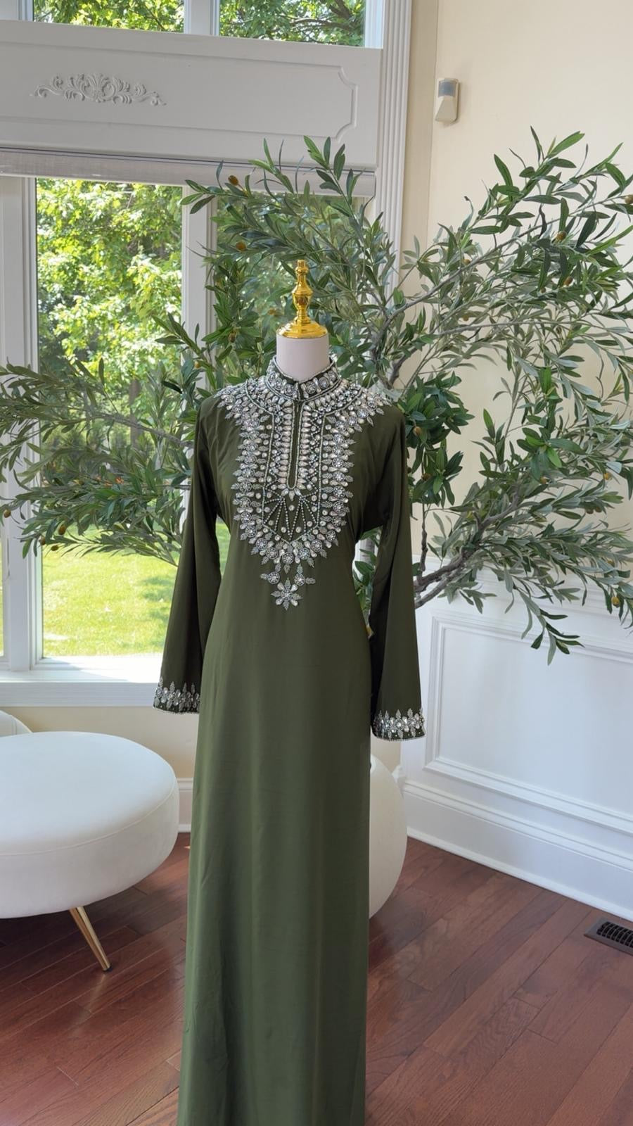 Green Glamour Crystal Kuftan