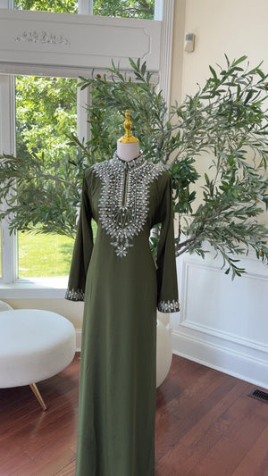 Green Glamour Crystal Kuftan