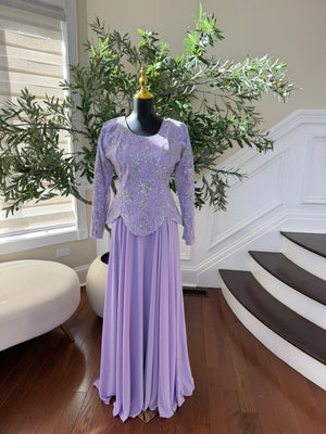 Elegant Lavender Embroidered Two-Piece Gown