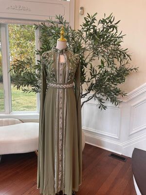 Olive Beaded Stone Kuftan