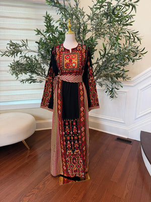 Black Embroidery Tatreez Red Thobe