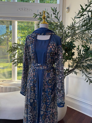 Ocean Breeze Sequin Floral Abaya