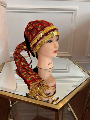 Traditional Tatreez Red Coin Head Piece