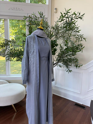 Light Dust Blue Sparkle Cardigan Abaya