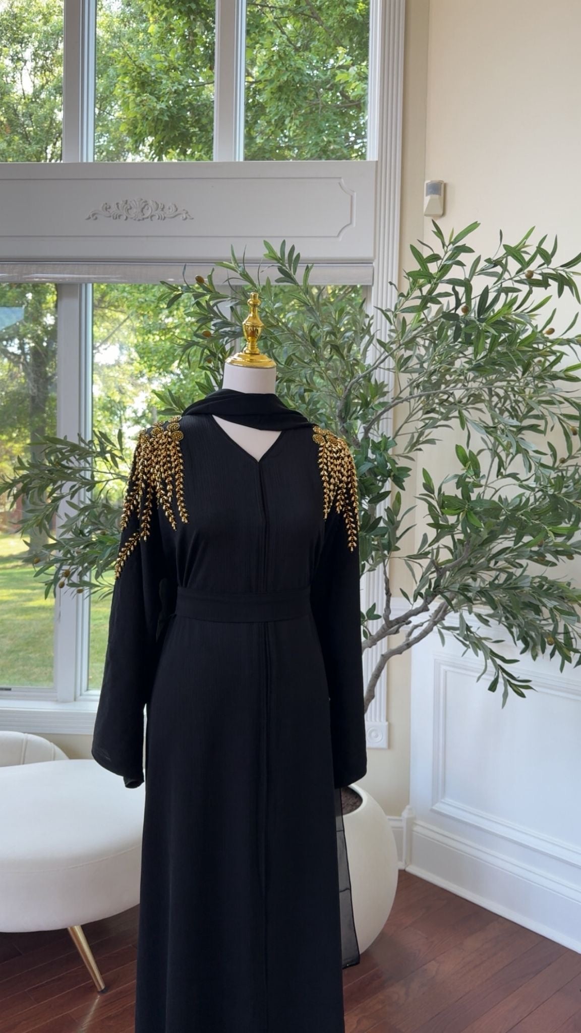 Golden Black Stone Abaya