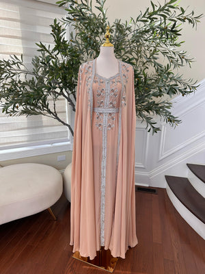 Peach/ Orange Beaded Stone Kuftan