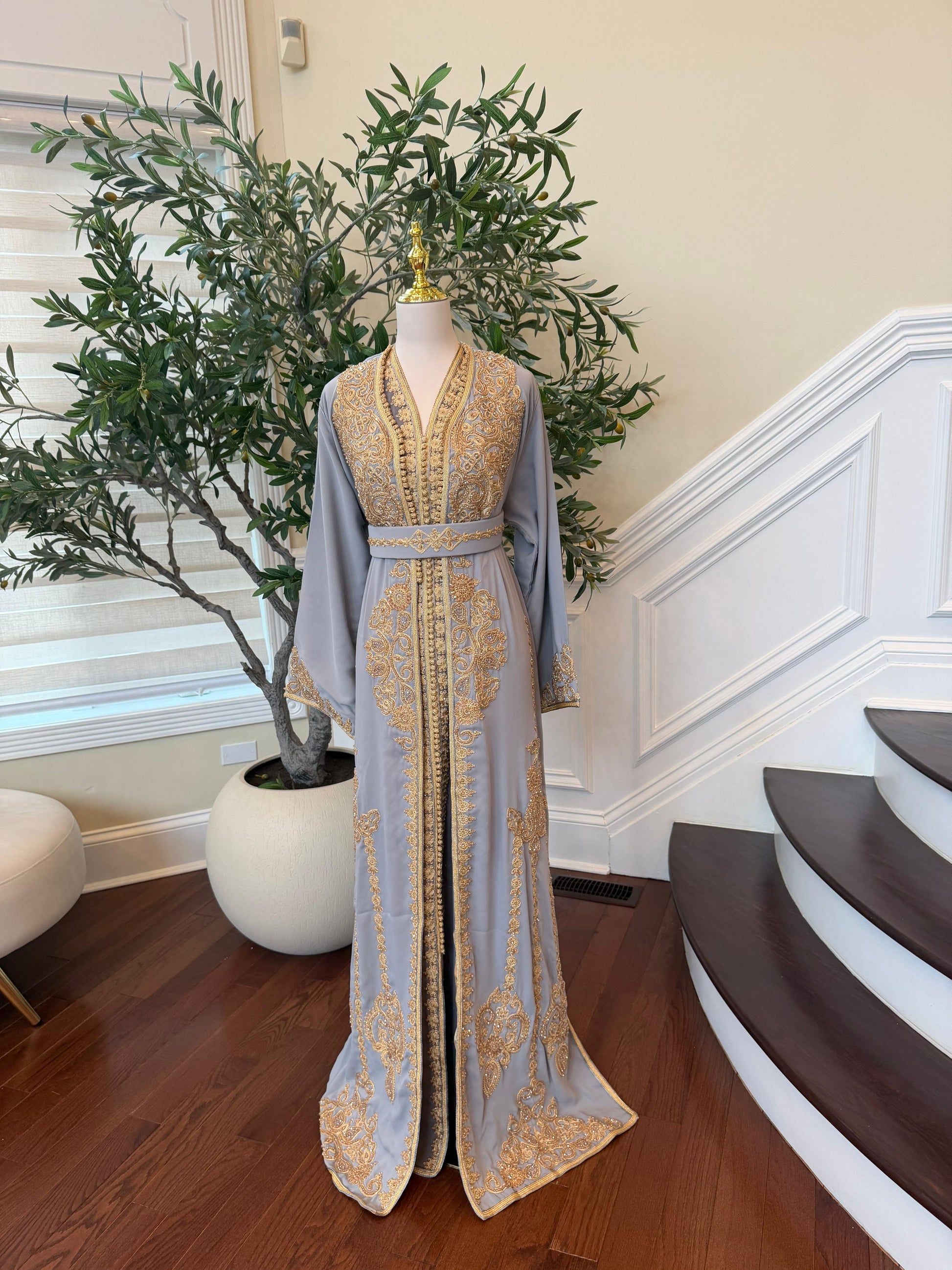 Grey Golden Charm Luxe Kuftan