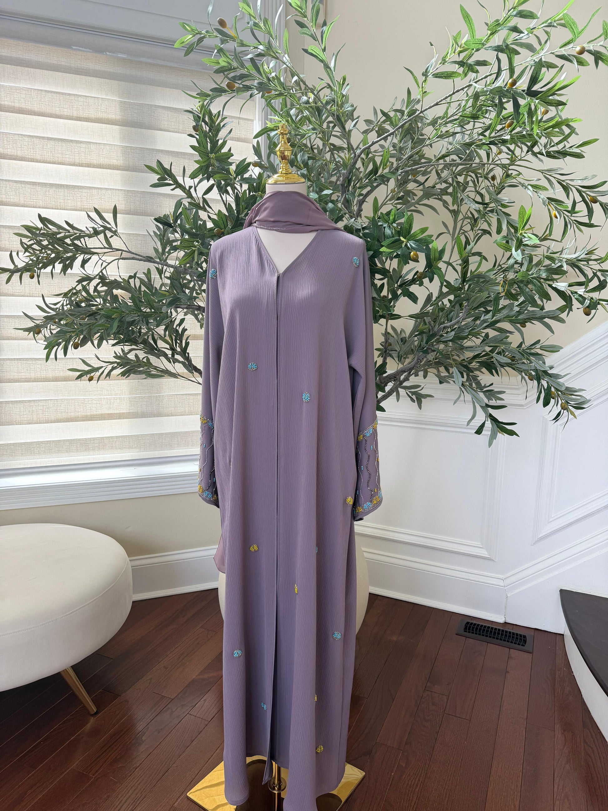 Lavender Charm Sleeve Detail Abaya