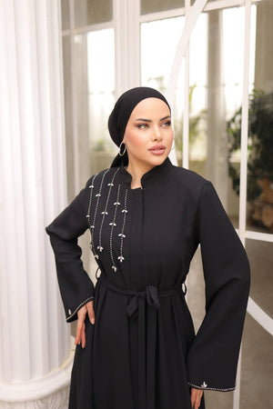 Half Shoulder Zipper Designed Abaya / KOD2930