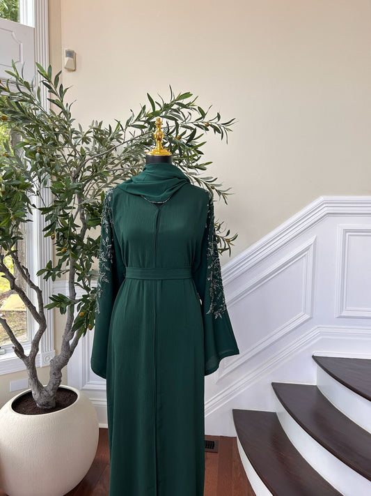 Green Sleeve Charm Abaya