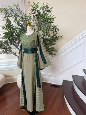 Olive Heritage Embroidery Tatreez Thobe
