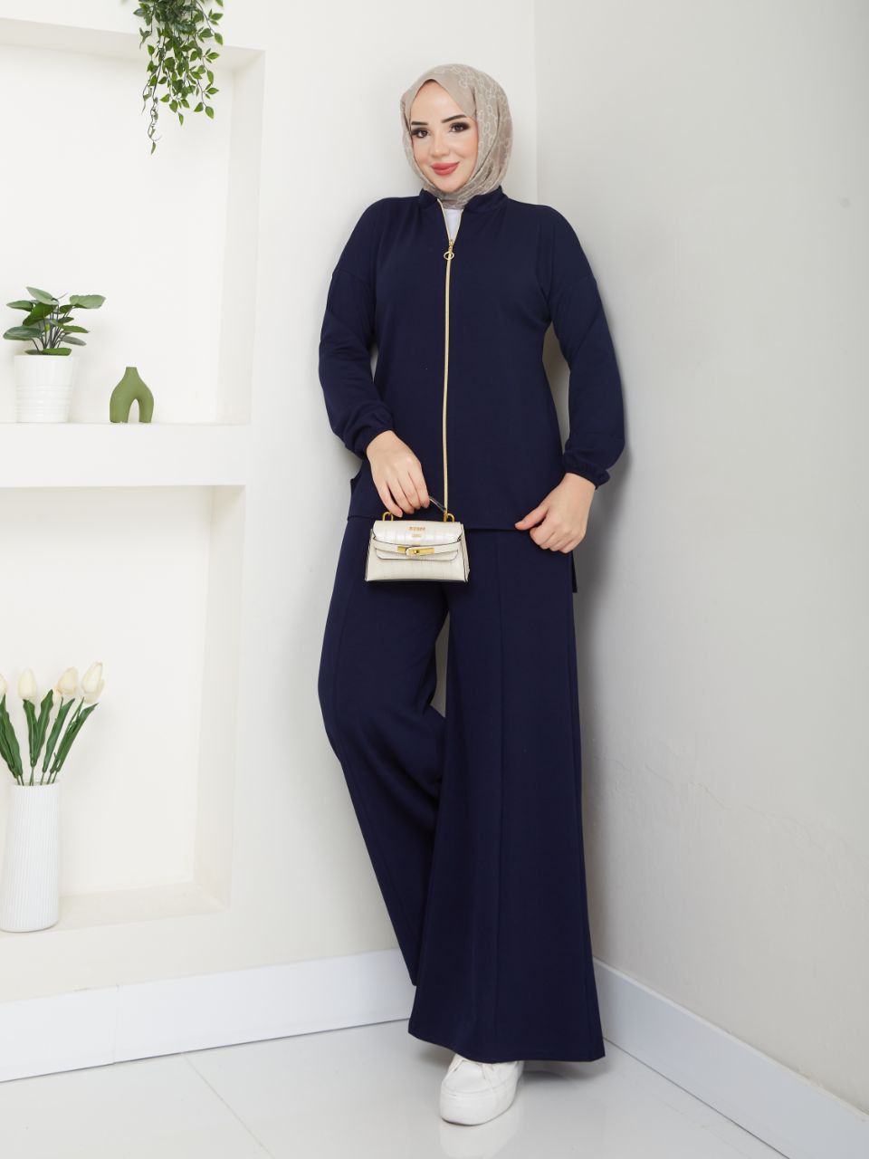 Two Piece Zipper Sweater Casual Set