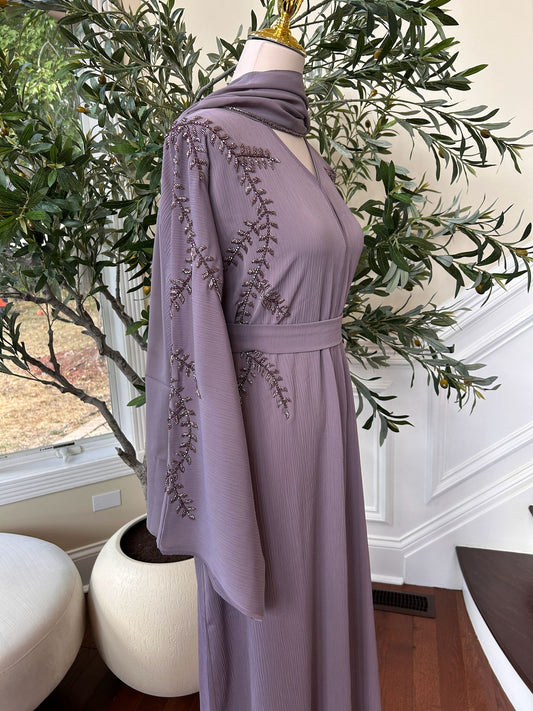 Lavender Floral Charm Elegance Abaya
