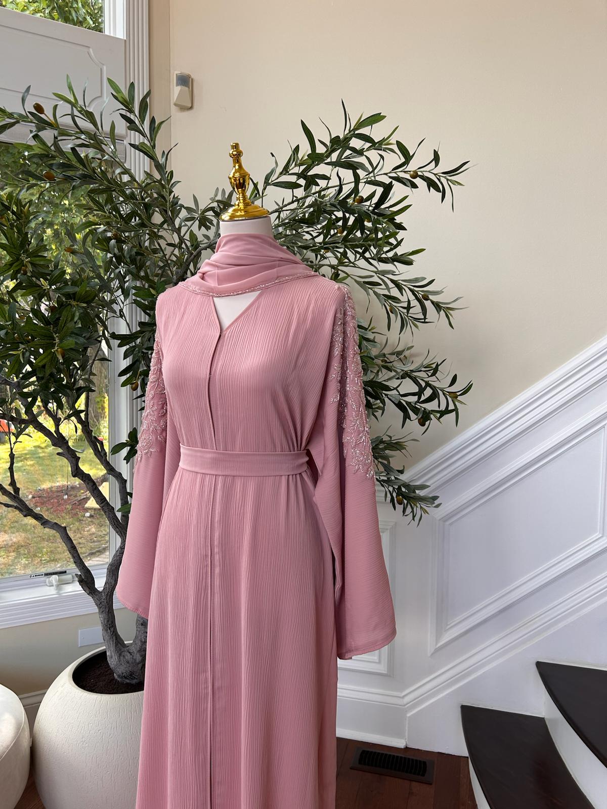 Pink Floral Design Abaya