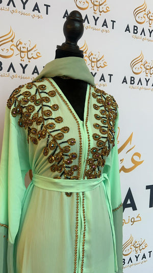 Mint Green Designed Abaya #8097663