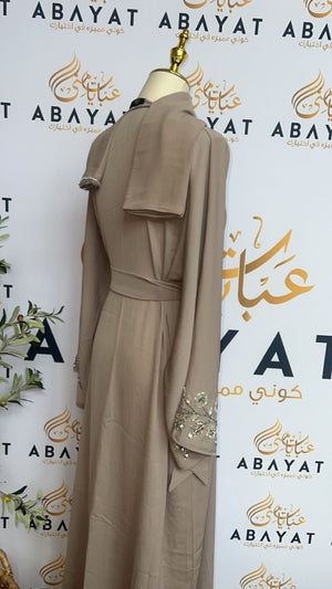 Cream Floral Abaya