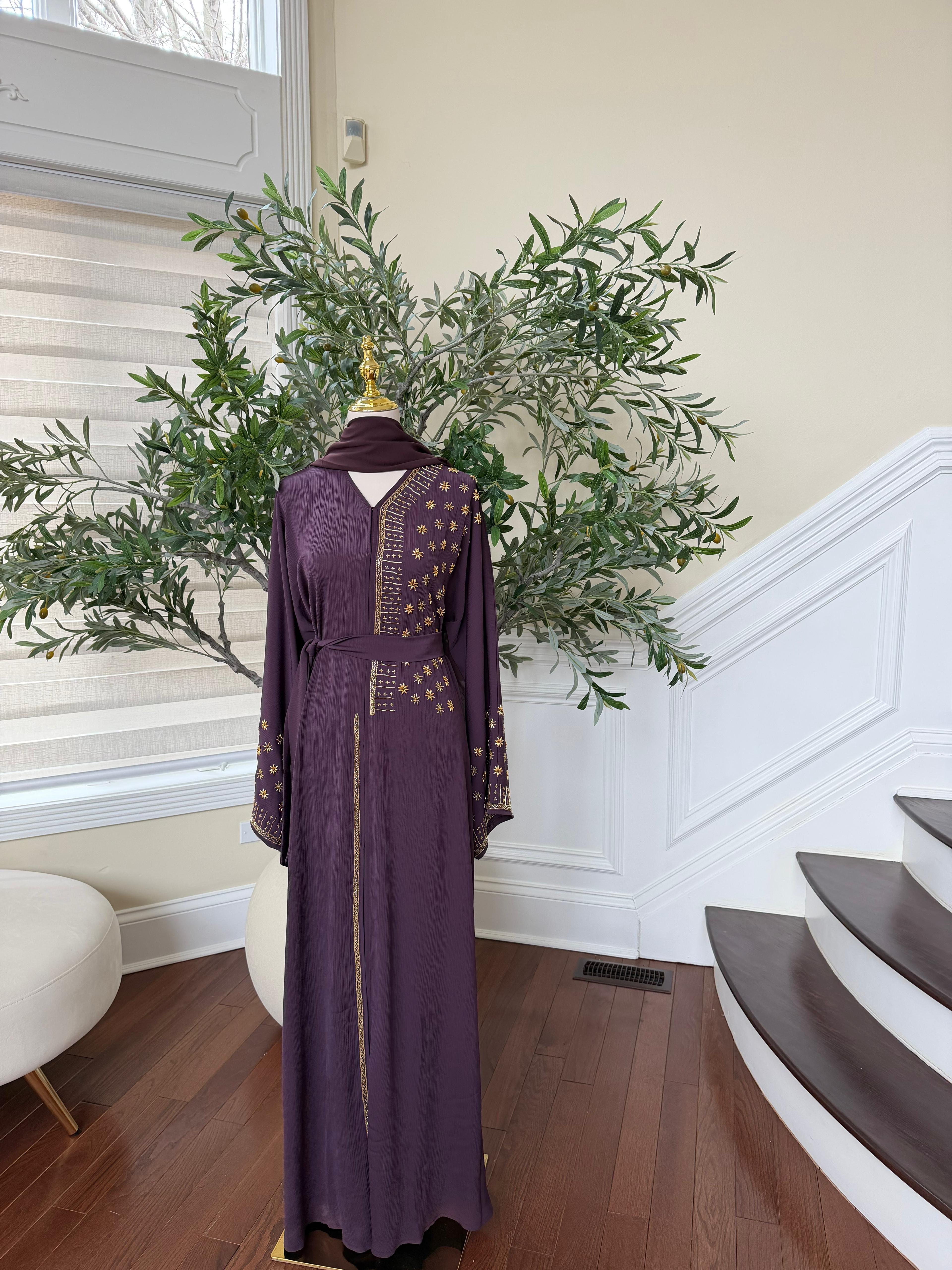 Purple Golden Nujum Abaya
