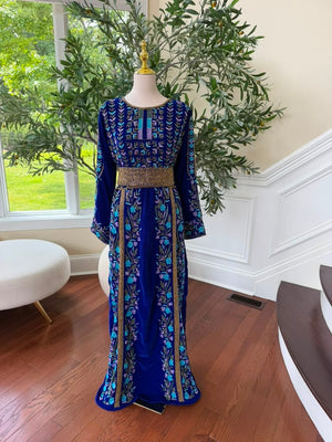 Blue Velvet Beaded Stone Elegance Thobe