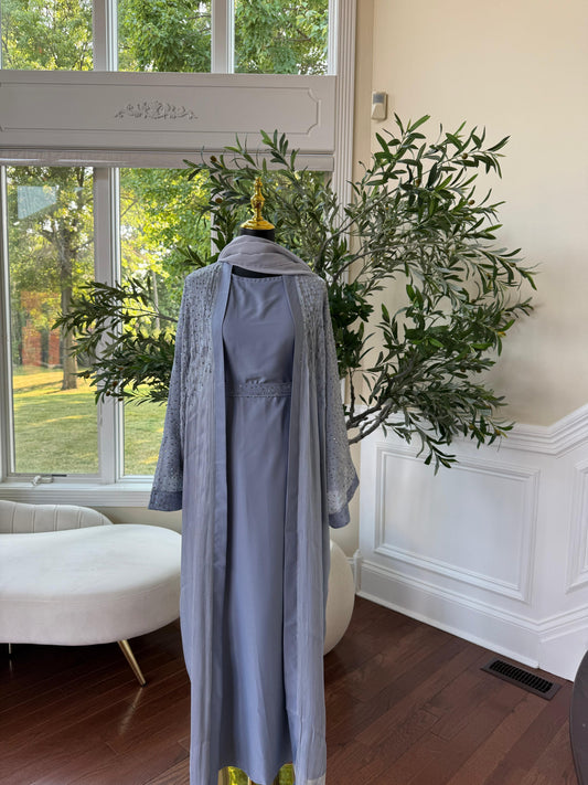 Grey Sparkle Cardigan Abaya