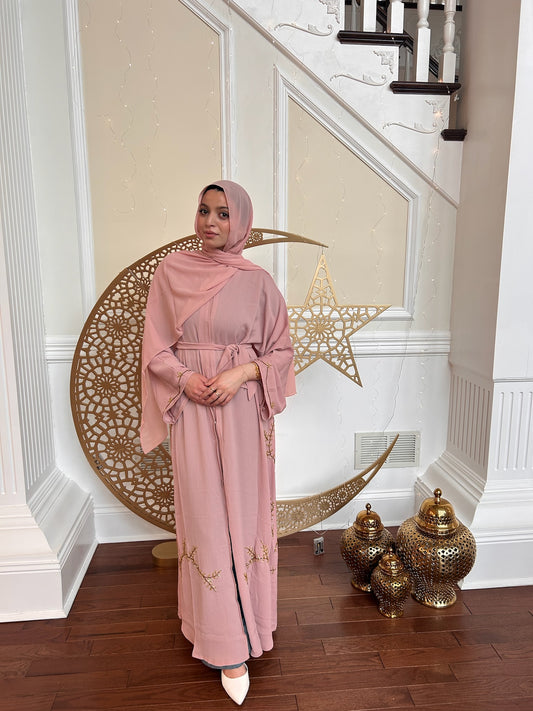 Floral Rose Pink Abaya