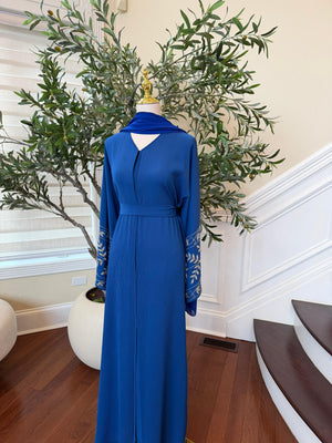 Blue Rose Beaded Abaya