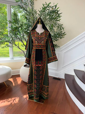 Green Embroidery Tatreez Orange Thobe