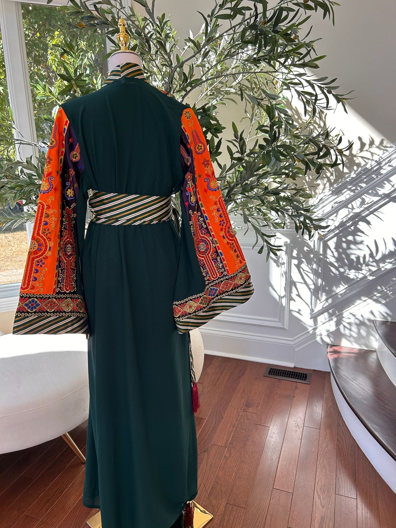 Green Embroidery Tatreez Embellished Thobe