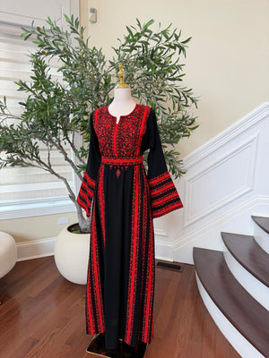 Black Embroidery Tatreez Red Heritage Thobe