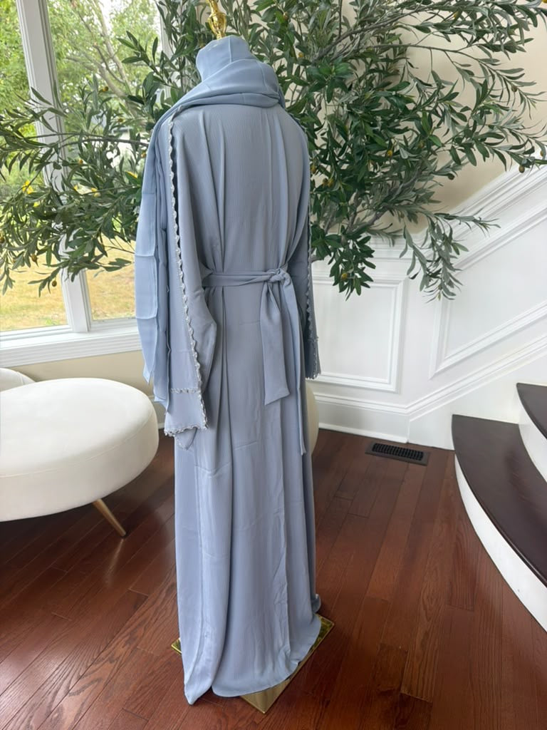 Baby Blue Beaded Elegance Abaya