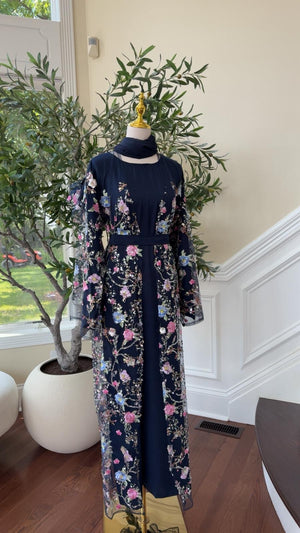 Celestial Blue Floral Abaya