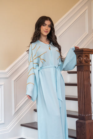 Elegant Mint Blue Abaya