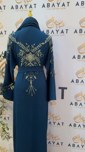 Blue Blossom Rose Abaya