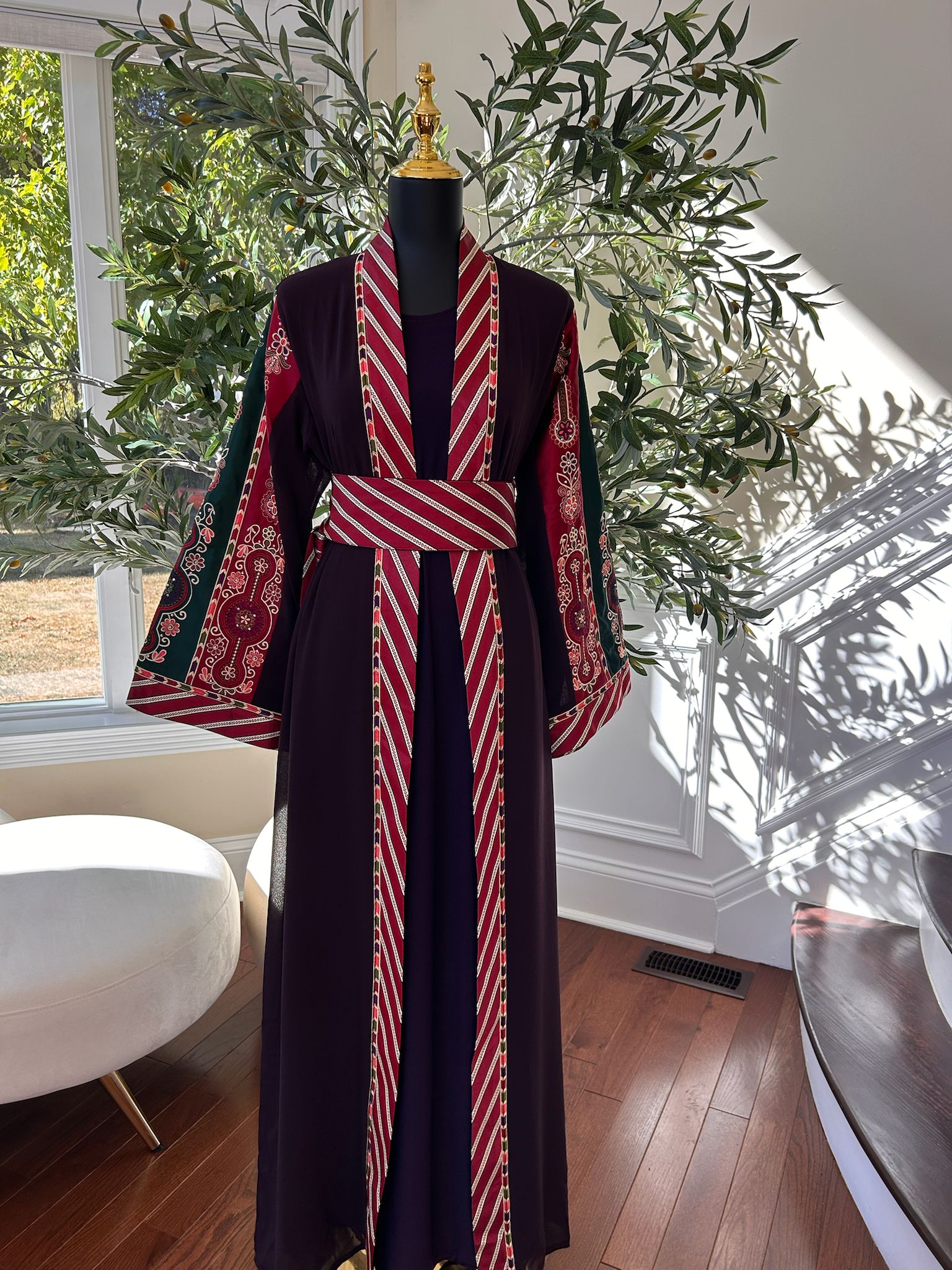 Purple Embroidery Tatreez Embellished Thobe