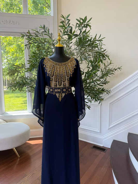 Navy Blue Beaded Kuftan
