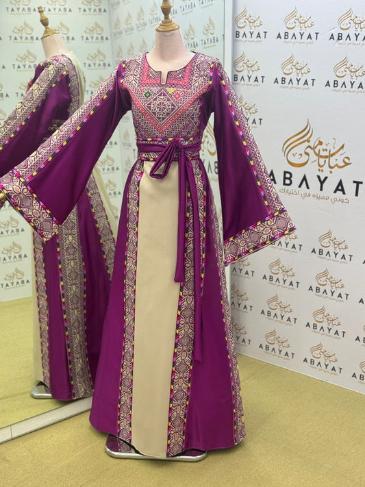 Purple Embroidery Tatreez Elegance Thobe