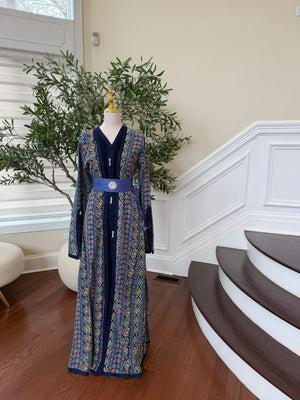 Navy Blue Embroidery Detail Kuftan