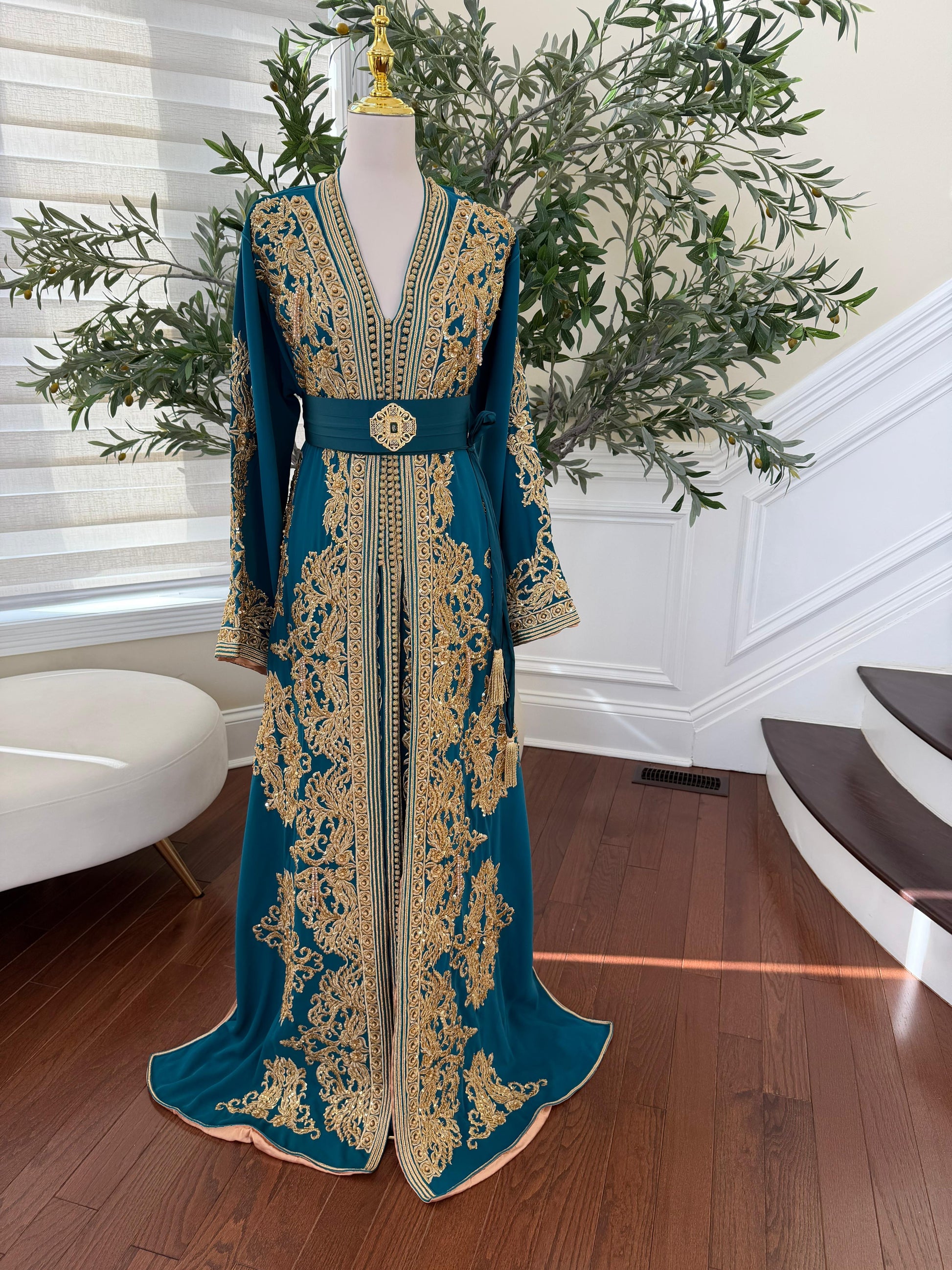 Turquoise Golden Stone Kuftan